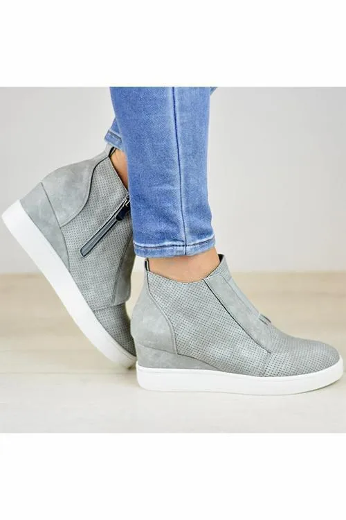 Side Zipper Sneakers Wedges