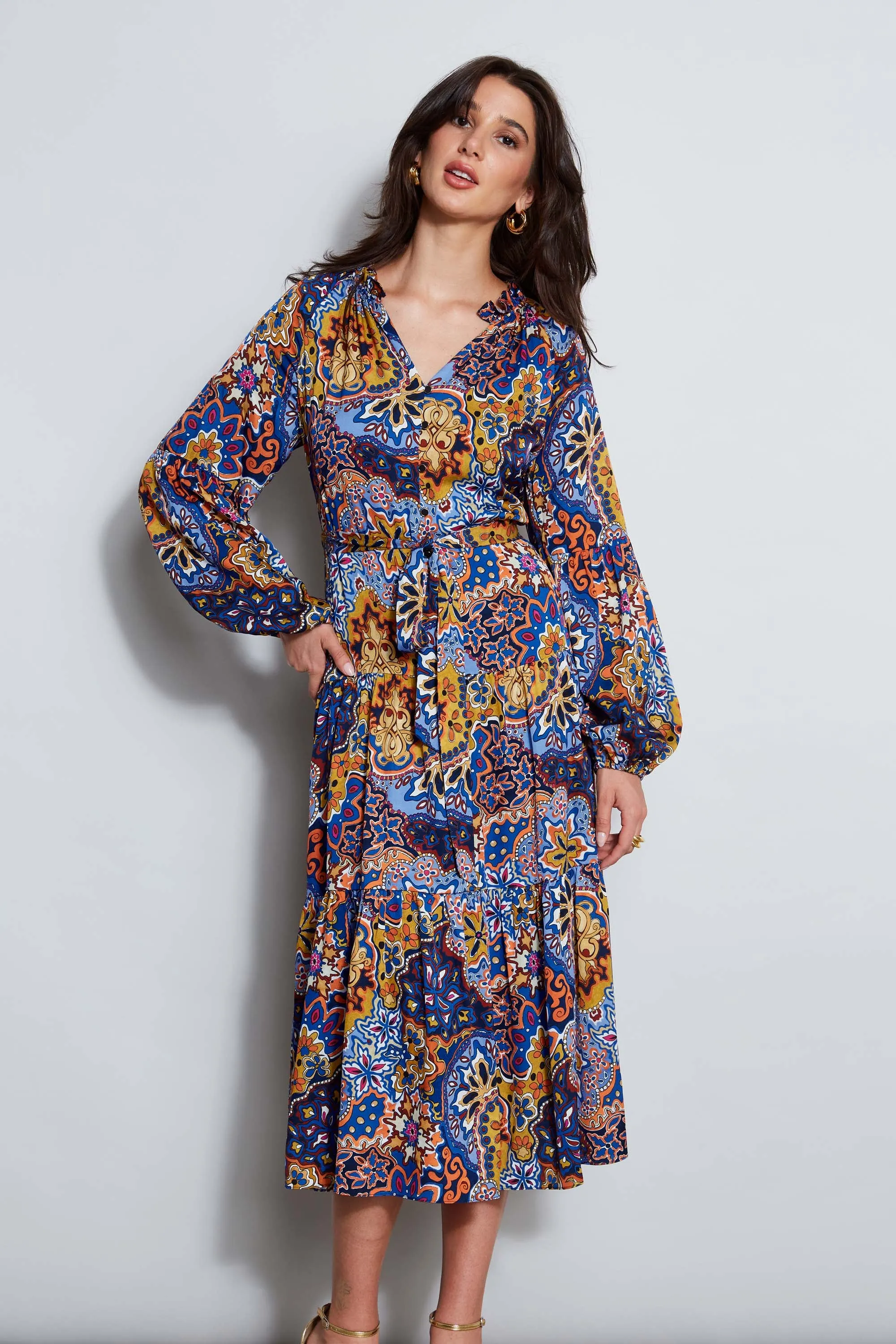 Silk Night Garden Midi Dress