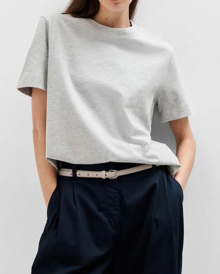 SLFESSENTIAL SS BOXY TEE | LIGHT GREY MELANGE