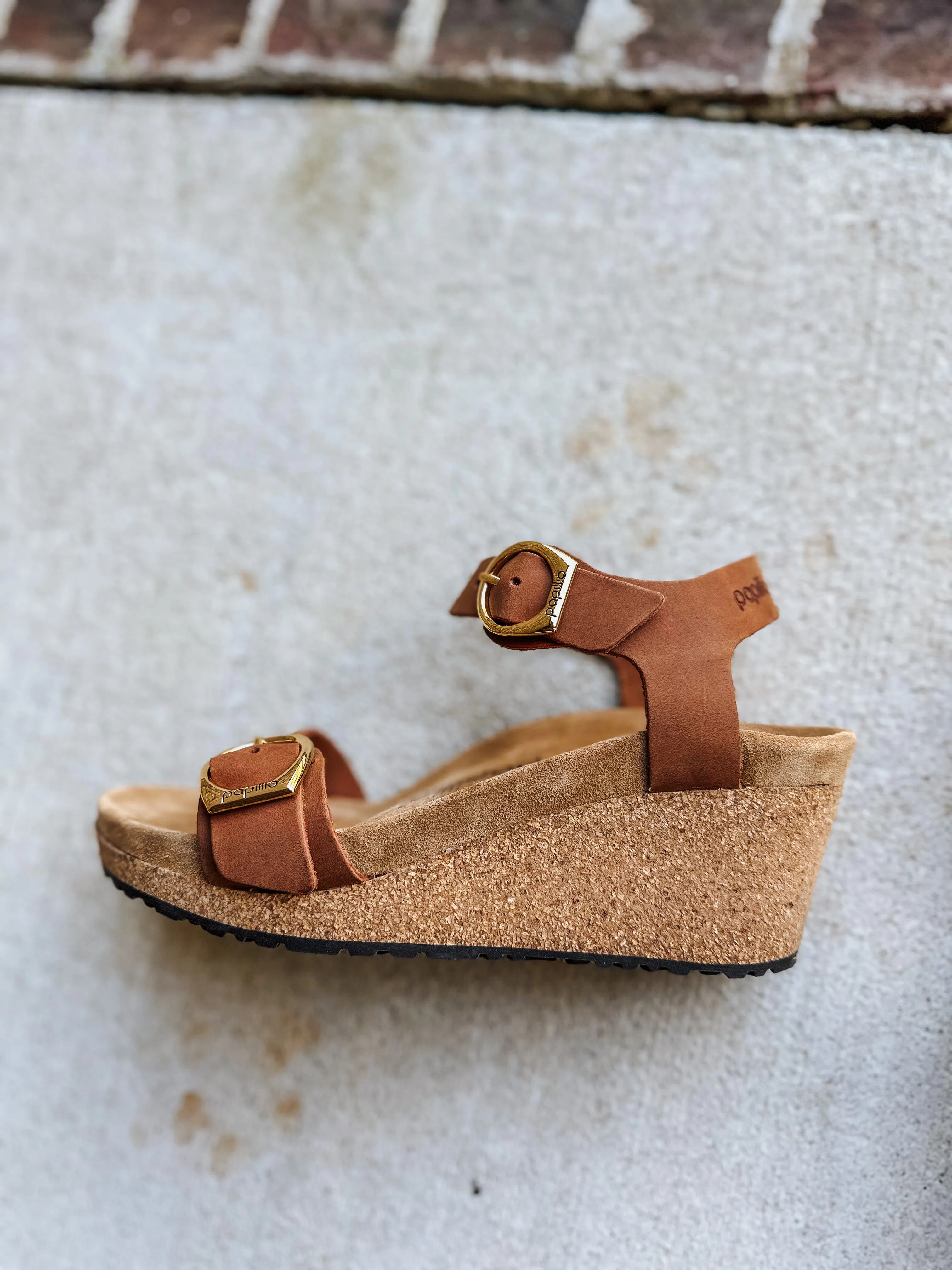 Soley Ring Buckle - Cognac Wedge Sandal by Birkenstock