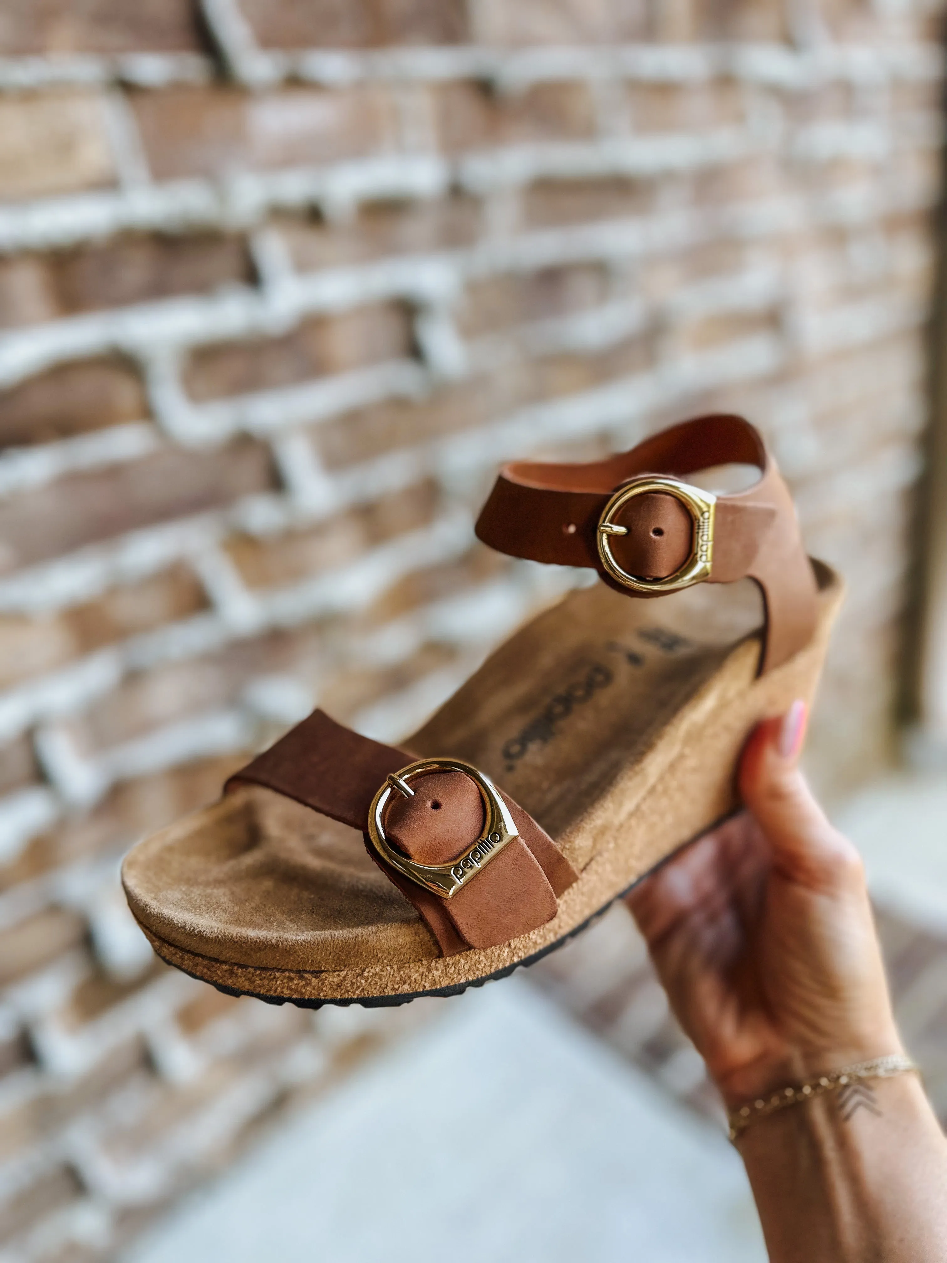 Soley Ring Buckle - Cognac Wedge Sandal by Birkenstock