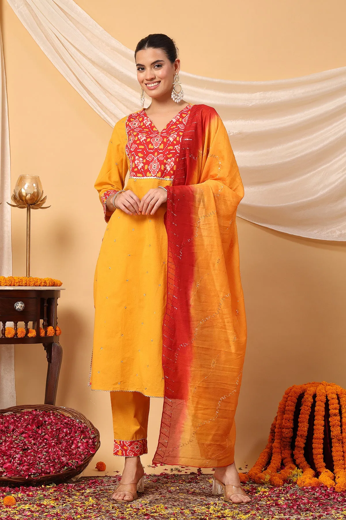 Sunshine Patola Elegance Festive Maternity Feeding Suit Set