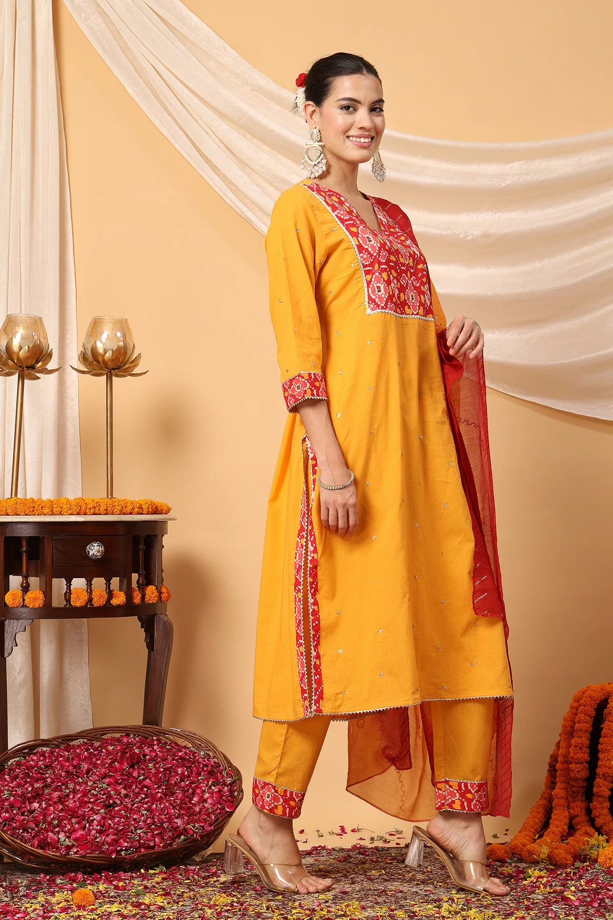 Sunshine Patola Elegance Festive Maternity Feeding Suit Set