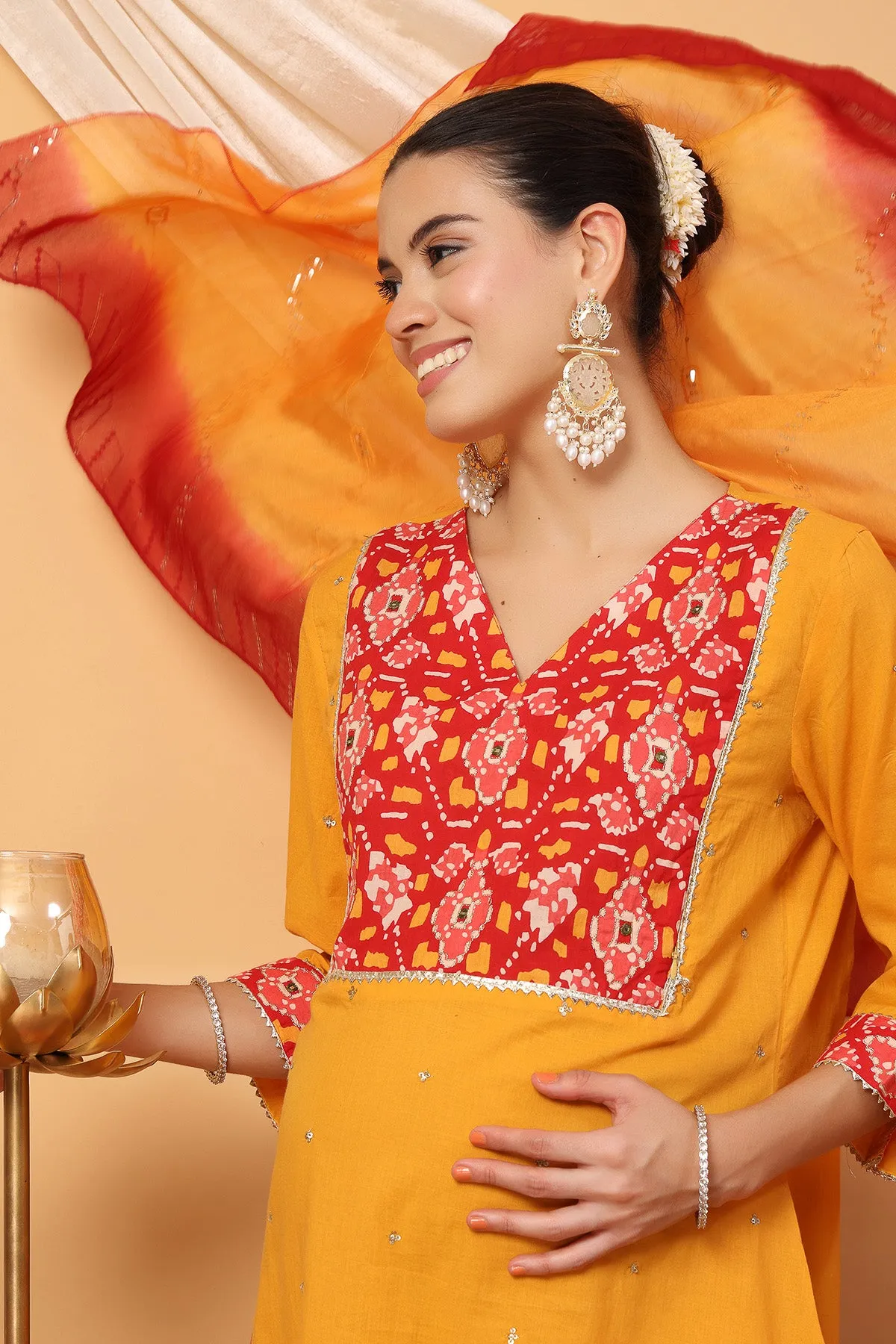 Sunshine Patola Elegance Festive Maternity Feeding Suit Set