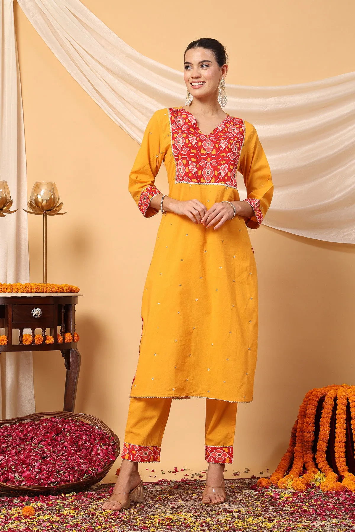 Sunshine Patola Elegance Festive Maternity Feeding Suit Set