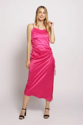 Sweet Heart Neck Ruched Satin Dress