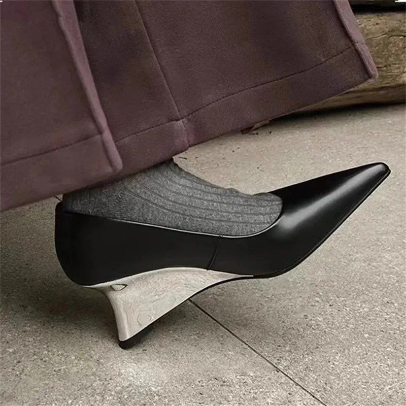 TAVIMART -  2024 Sexy Pointed Toe Wedges Women Shoes Fashion Show Solid Color Elegant Ladies Shoes Feast Comfy Zapatos Mujer 2024 Tendencia