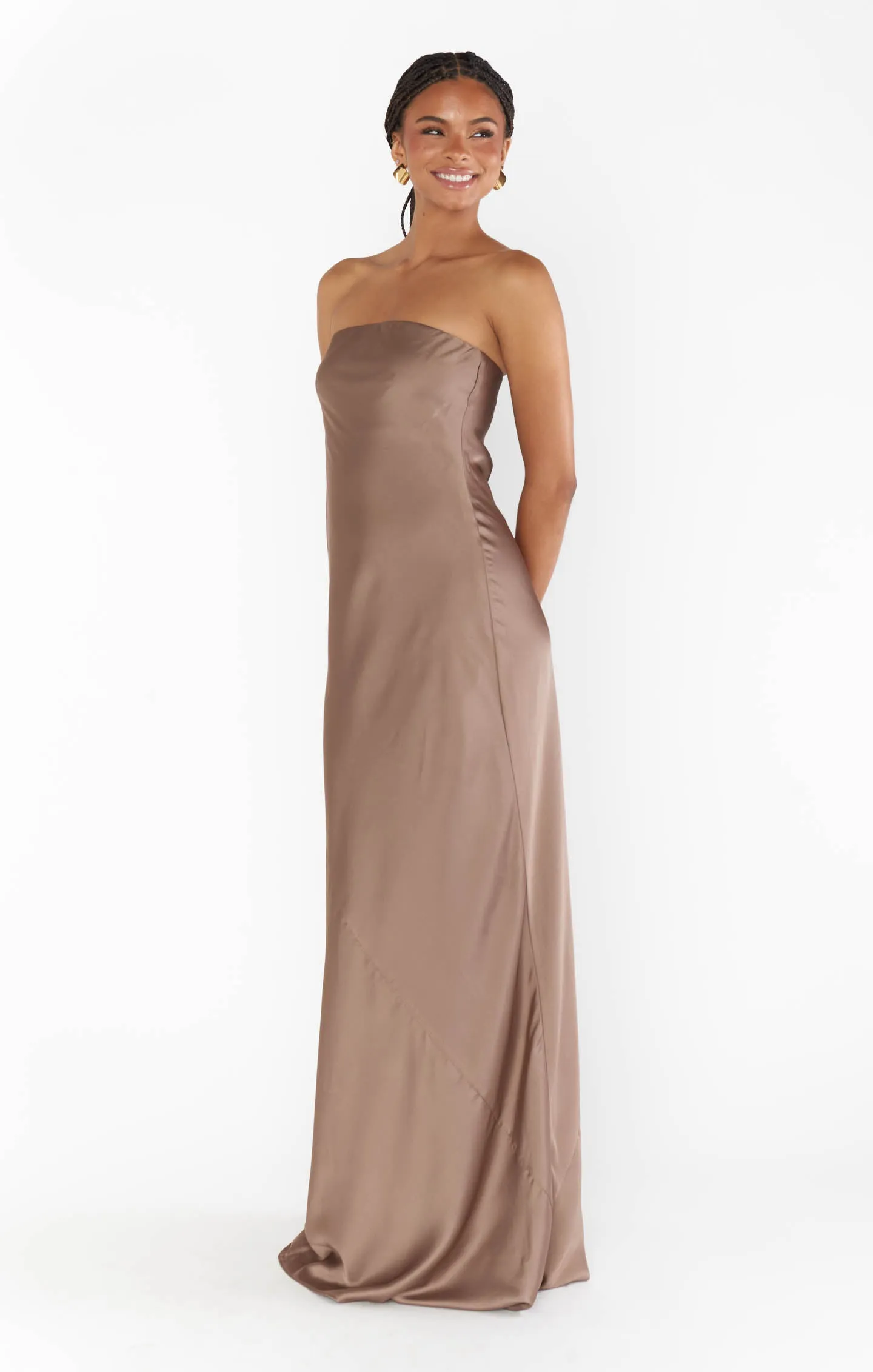 Taylor Tube Maxi Dress ~ Dune Luxe Satin