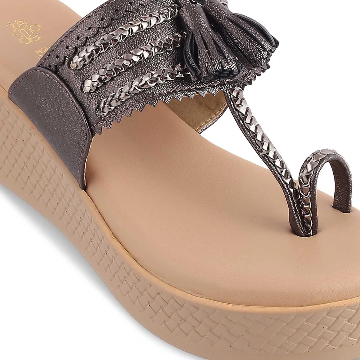 The Makol Pewter Women's Dress Wedge Sandals Tresmode