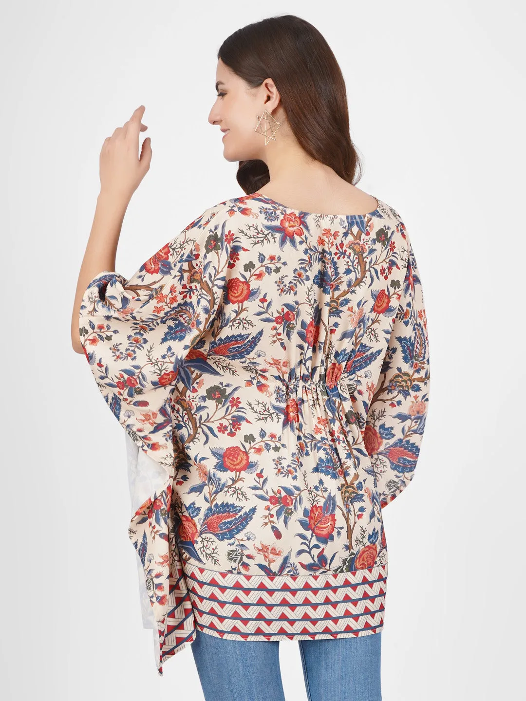 TINA - BEIGE AND ORANGE STYLISH MATERNITY KAFTAN TRADITIONAL PRINT IN ELEGANT COLOR