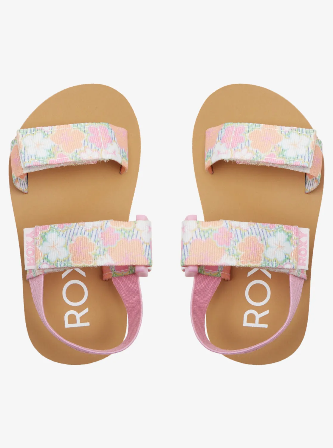 Toddlers Roxy Cage Sandals - White/Crazy Pink/Orange