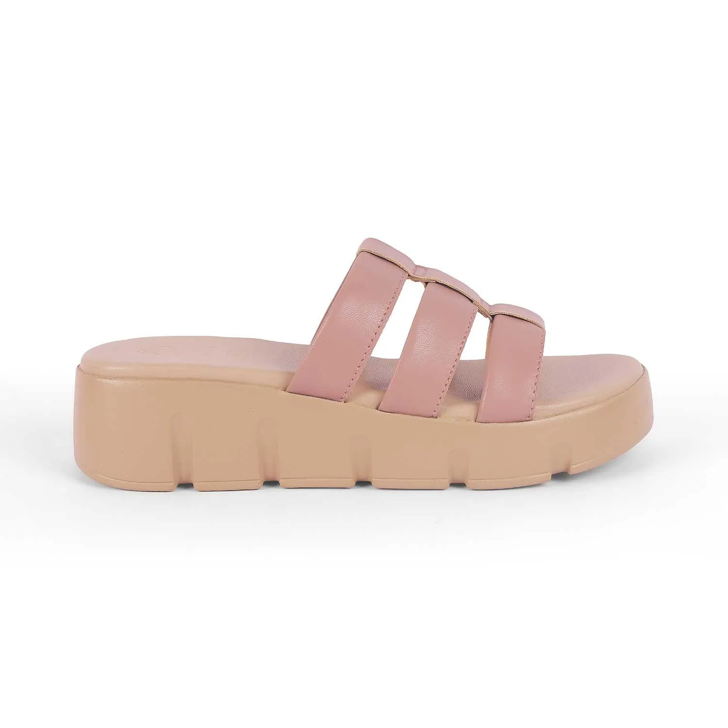 Tresmode Cludius Pink Women's Casual Chunky Sole Wedges