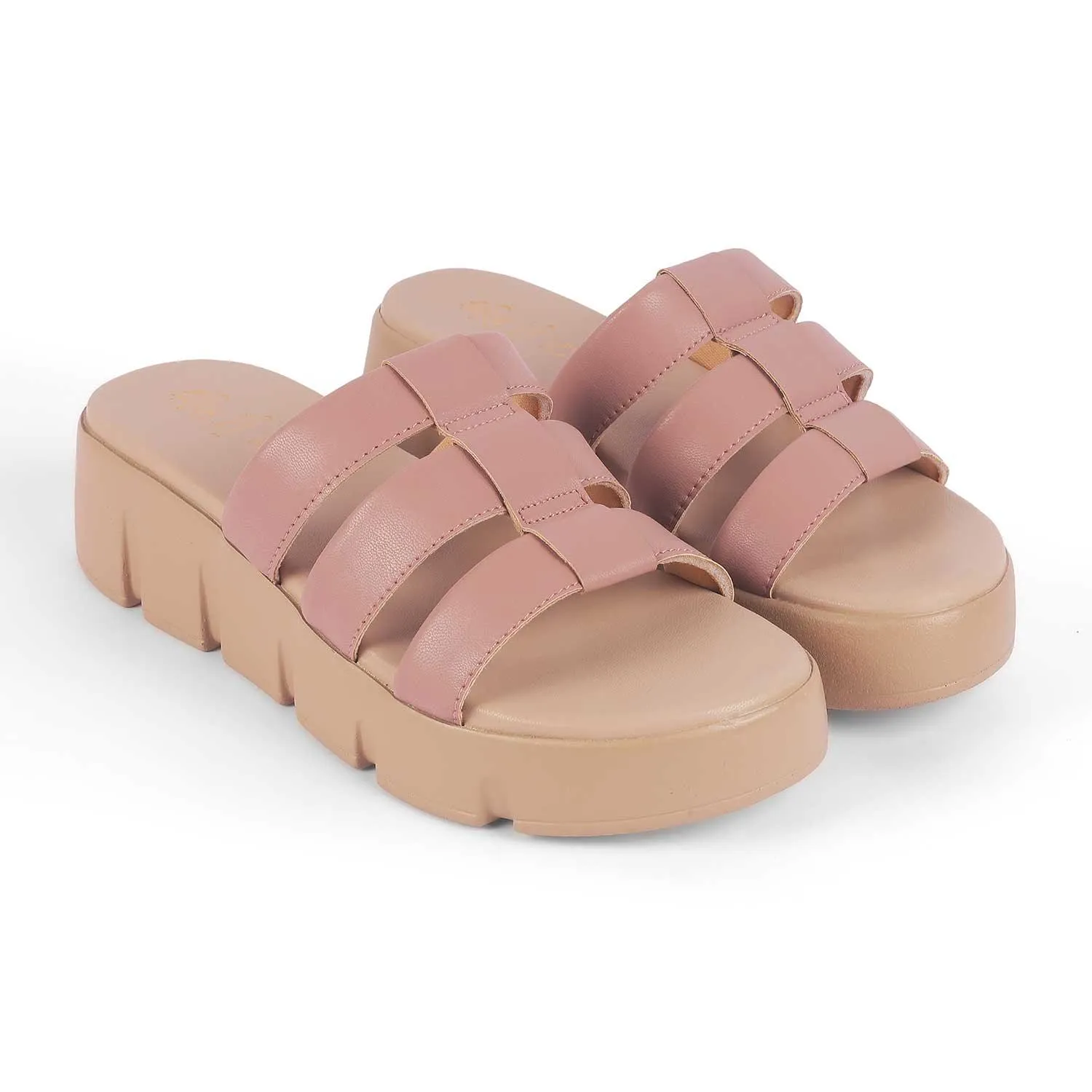 Tresmode Cludius Pink Women's Casual Chunky Sole Wedges