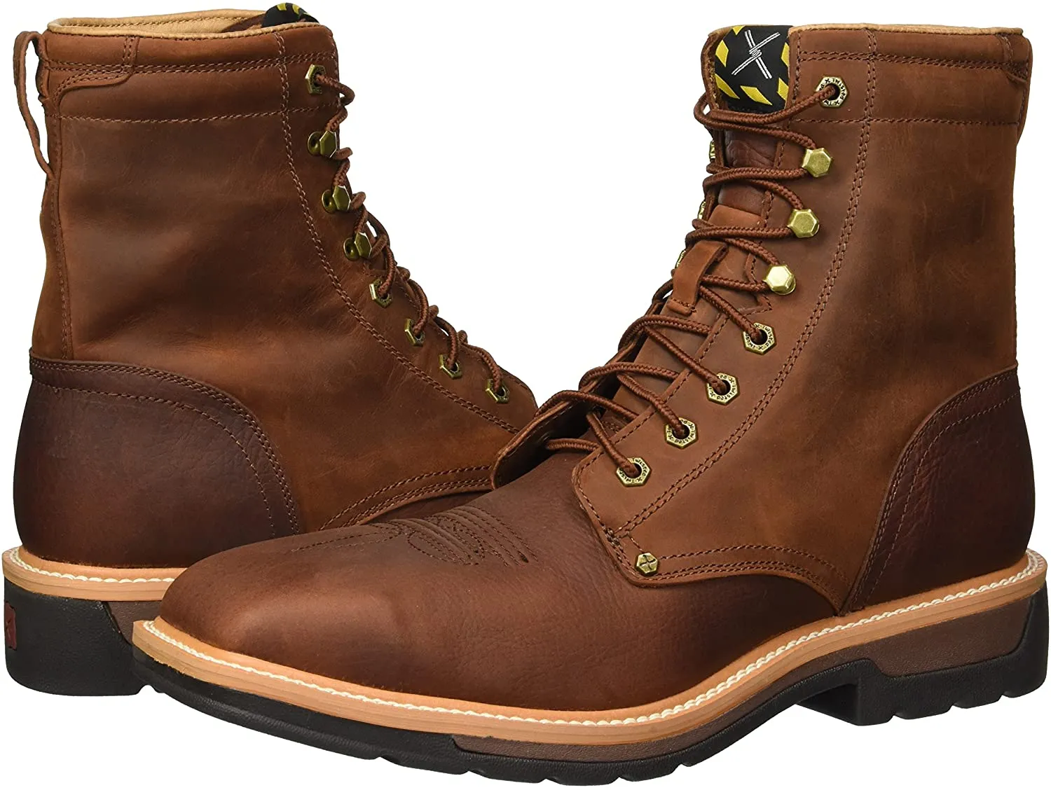 Twisted X Men's Lite Cowboy Lacer Workboot, Color: Brown/Rust (Mlcslw1)