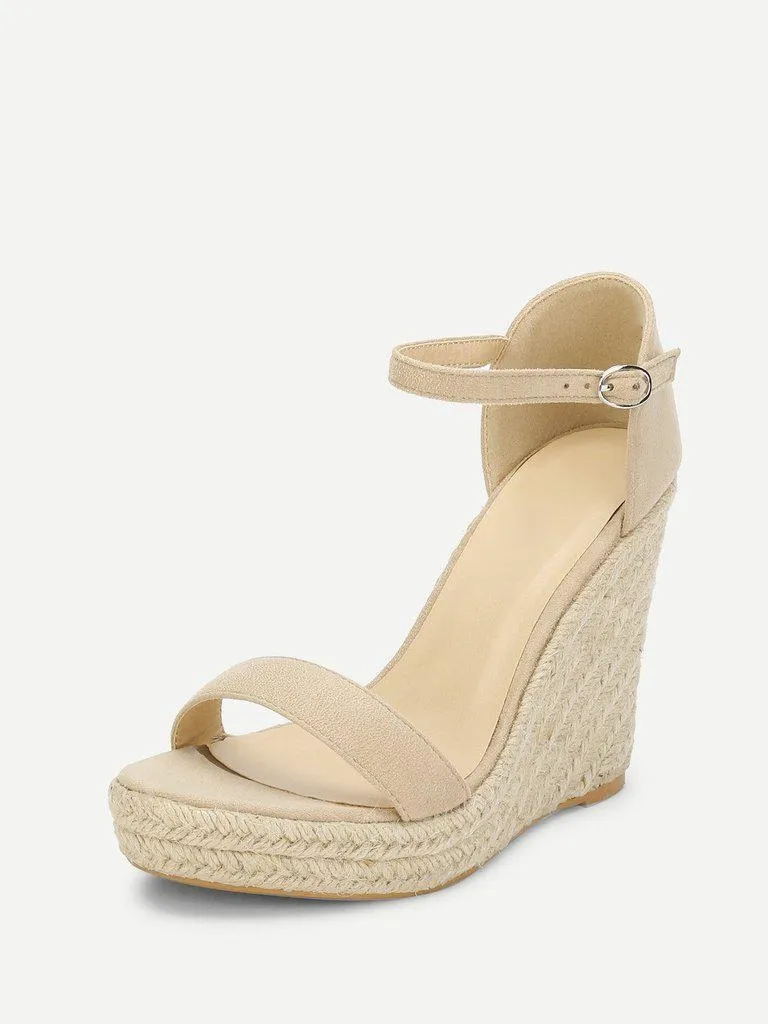 Two Part Espadrille Wedge Sandals