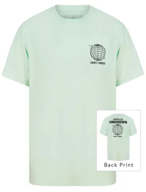 Unknown Globe Motif Cotton Jersey T-Shirt in Misty Jade - Saint   Sinner