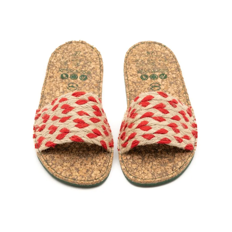 Vegan jute sandal red LIS002