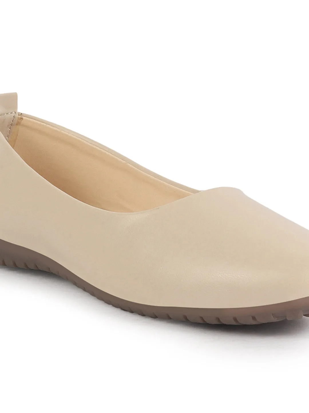 Women Cream Comfortable Broad Feet Flat Slip On Ballerina Shoes|Office Shoe|Slip On Shoe|Memory Cushion Sole