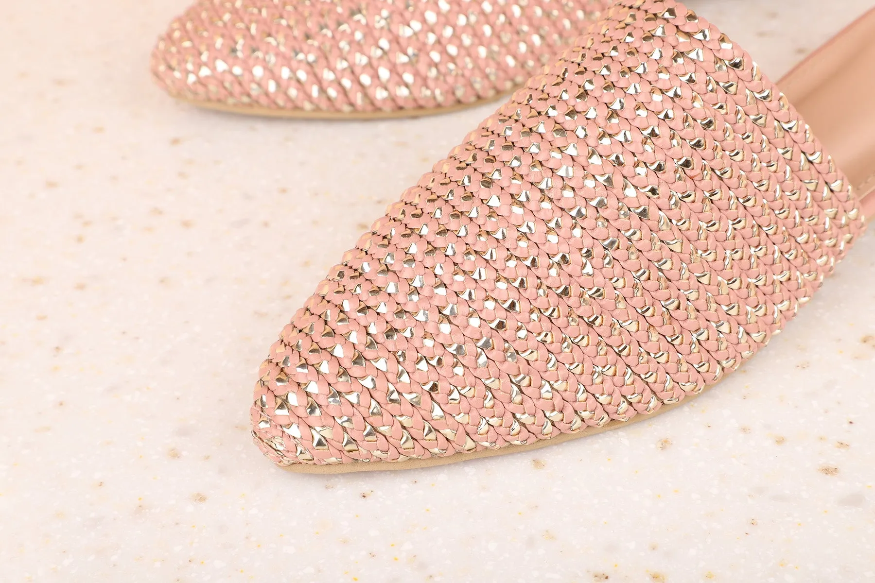 Women Peach Toned Mules Flats