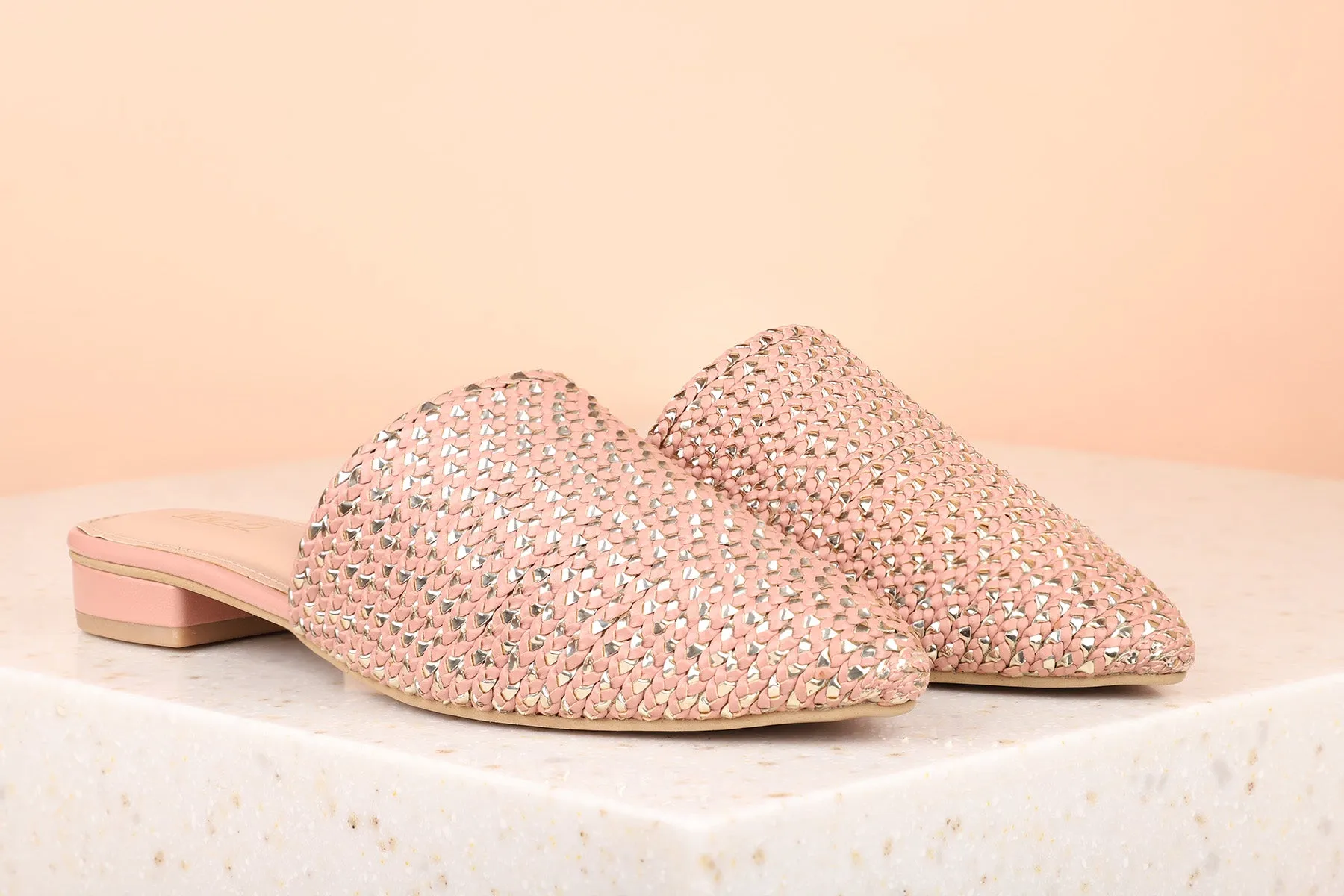 Women Peach Toned Mules Flats