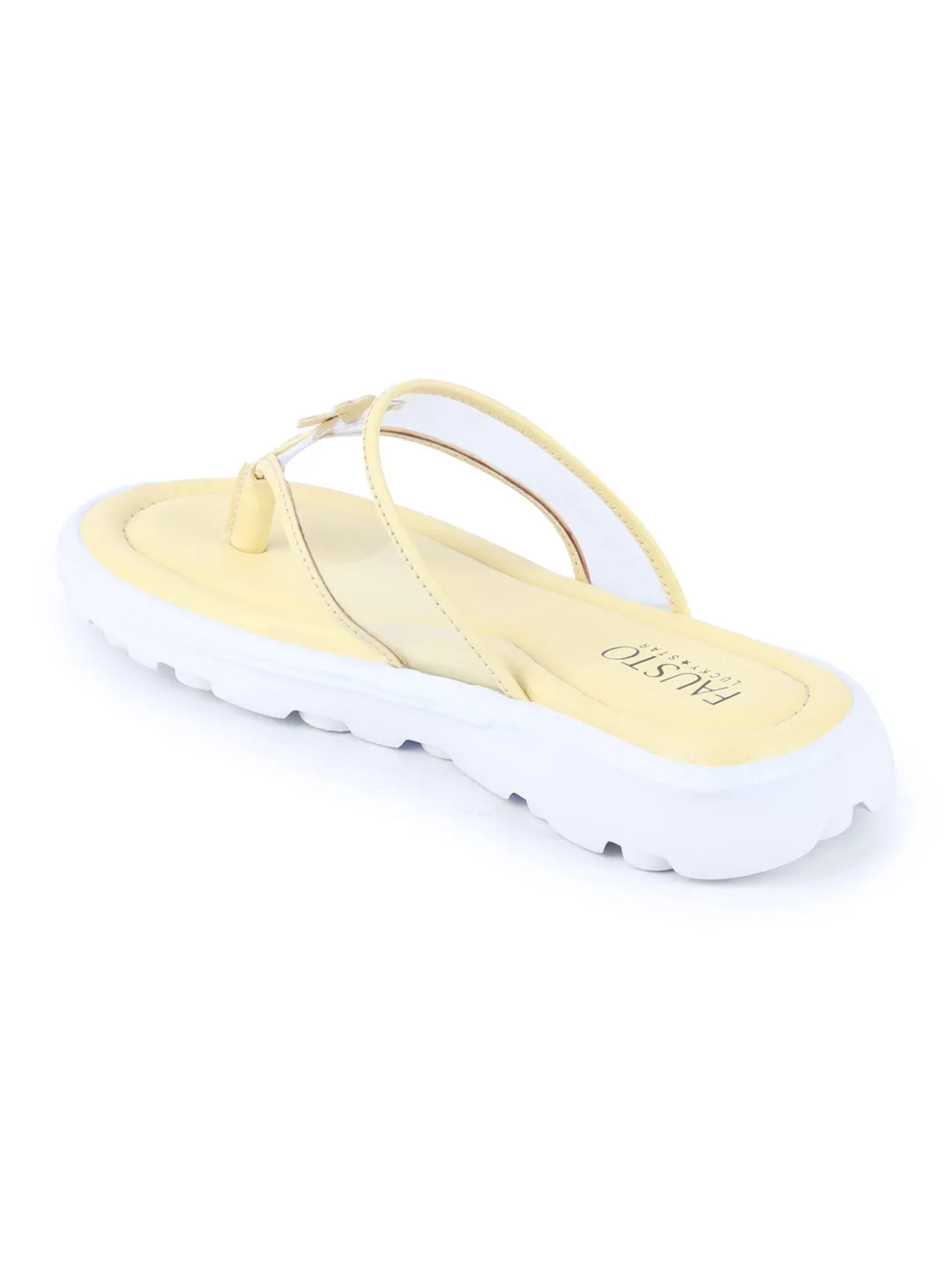 Women Yellow Casual Party Beach Fashion Stylish Floral Design Thong Flats Wedges Slipper