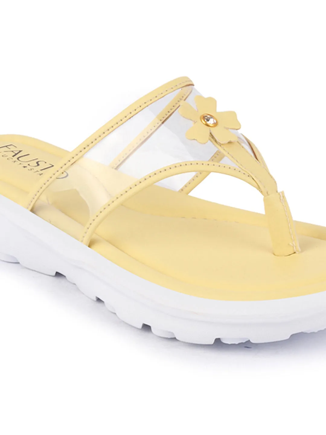 Women Yellow Casual Party Beach Fashion Stylish Floral Design Thong Flats Wedges Slipper