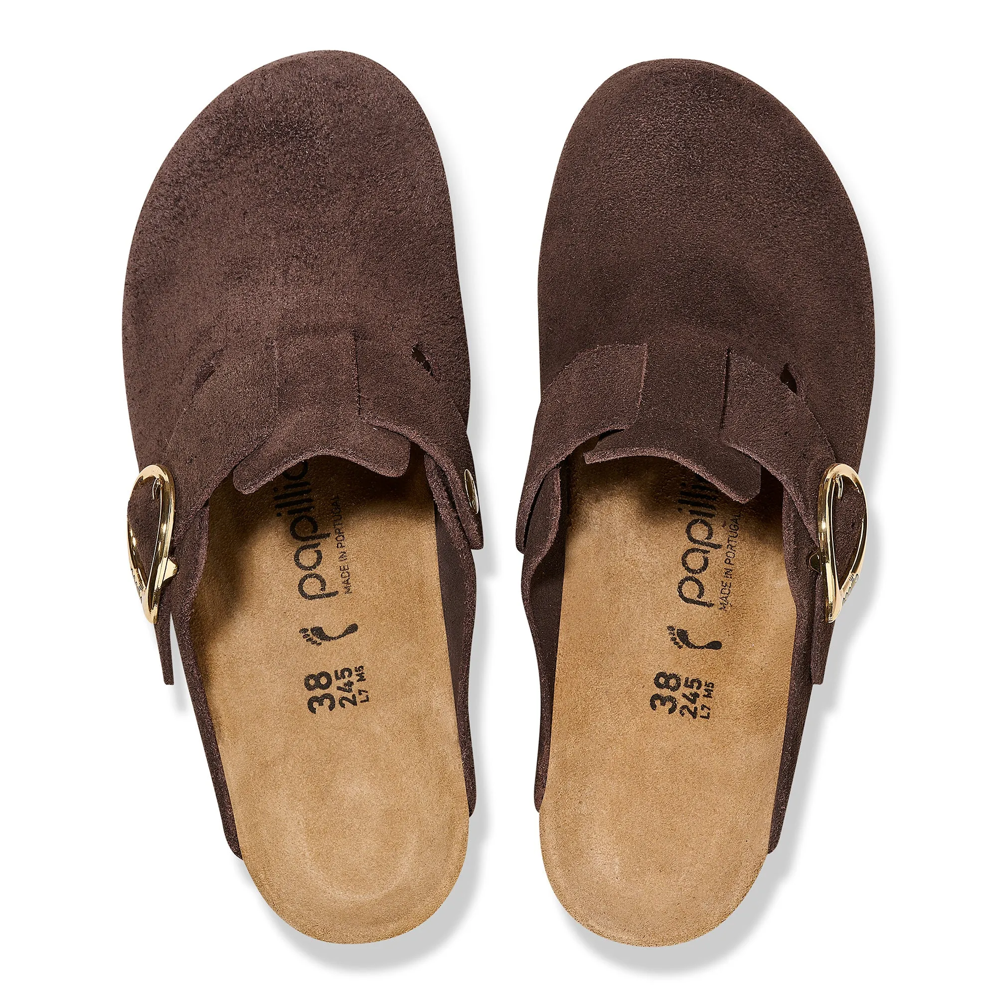 Women's Birkenstock Papillio Fanny Ring-Buckle Suede Leather Color: Roast