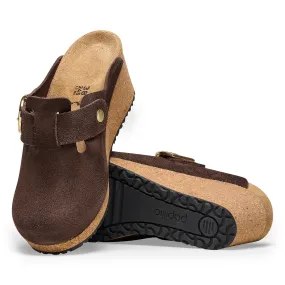 Women's Birkenstock Papillio Fanny Ring-Buckle Suede Leather Color: Roast