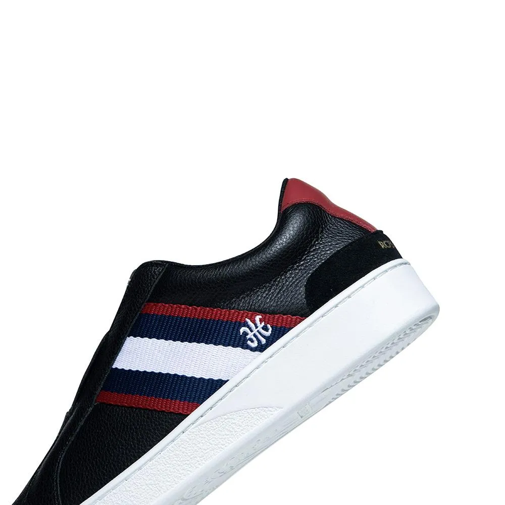 Women's Bishop Black Red Blue Leather Sneakers 91712-910