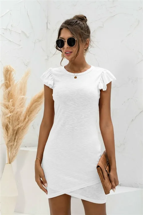 Women's Casual Ruffle Sleeve Mini Dress