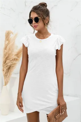 Women's Casual Ruffle Sleeve Mini Dress