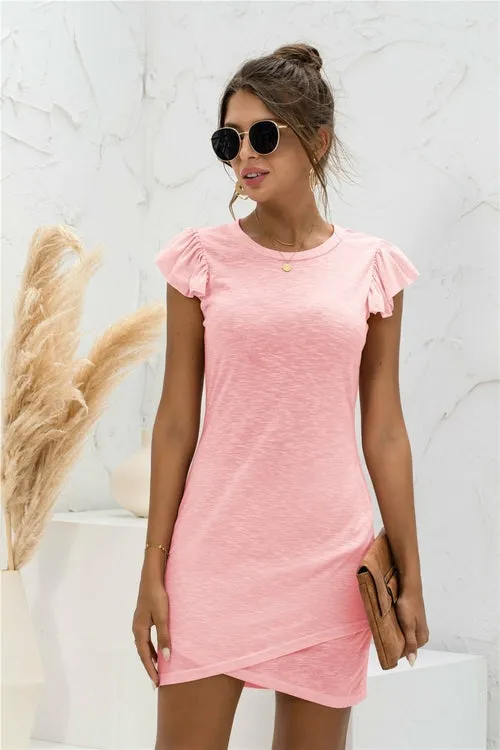 Women's Casual Ruffle Sleeve Mini Dress