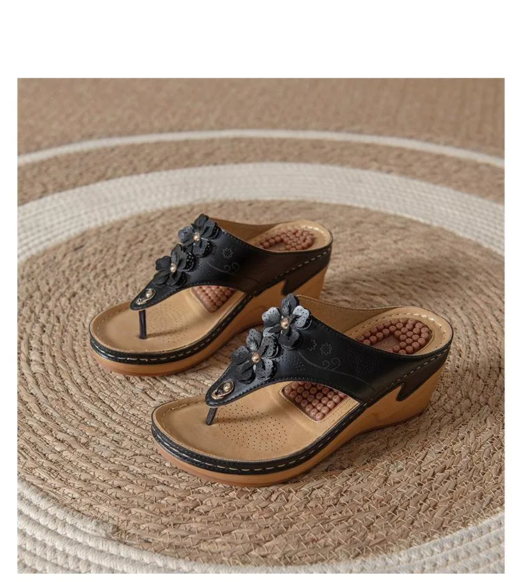 Women's Flower Decor Flip Flops Outdoor Non Slip Sandals