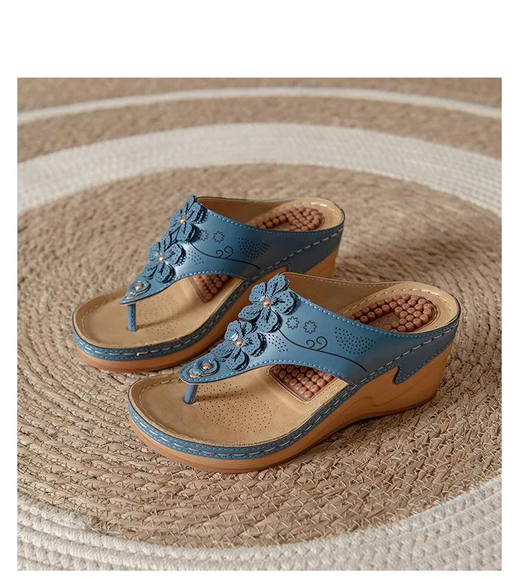 Women's Flower Decor Flip Flops Outdoor Non Slip Sandals