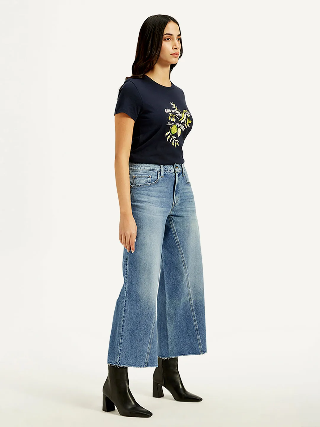 Women's Mid Rise Straight Fit Blue Jeans