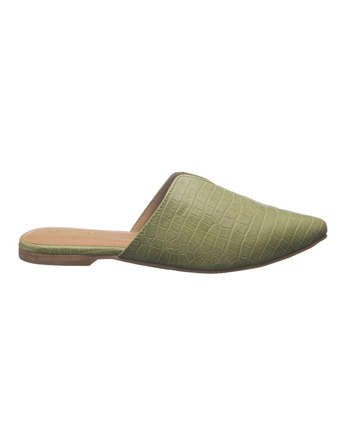 Women's Olive Slide-on Mule Flats