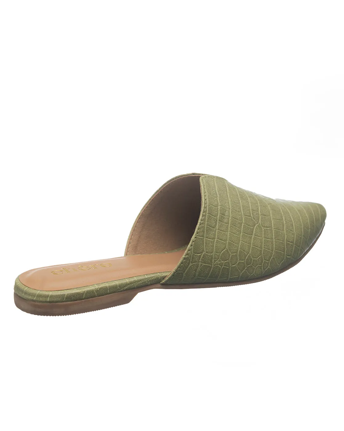 Women's Olive Slide-on Mule Flats