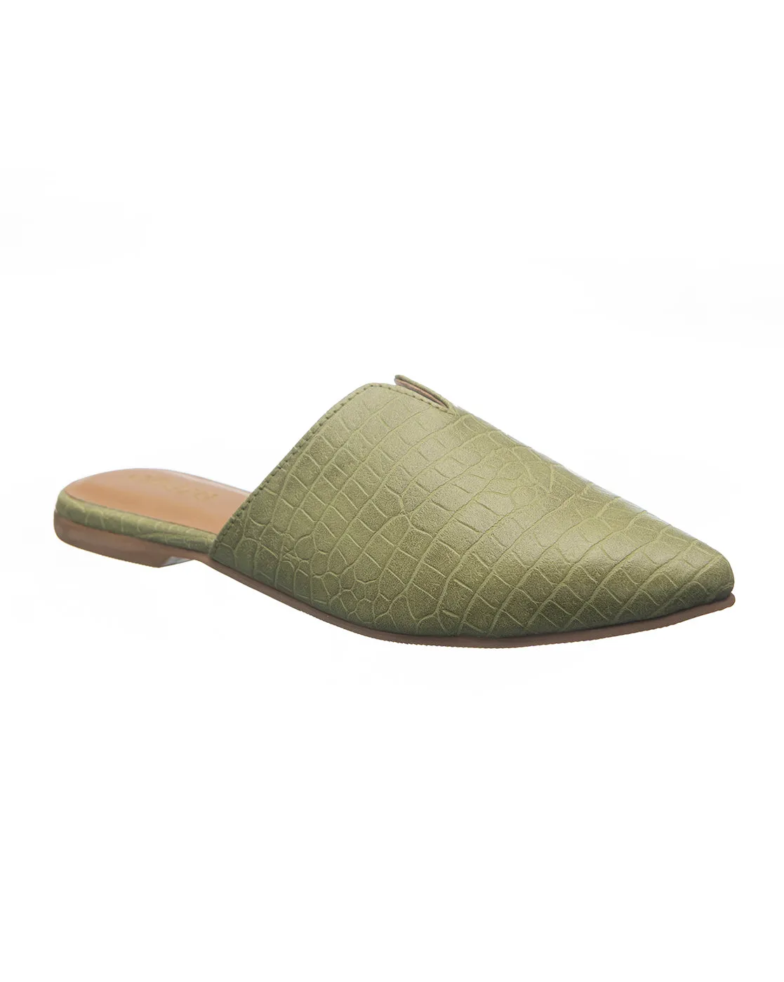 Women's Olive Slide-on Mule Flats