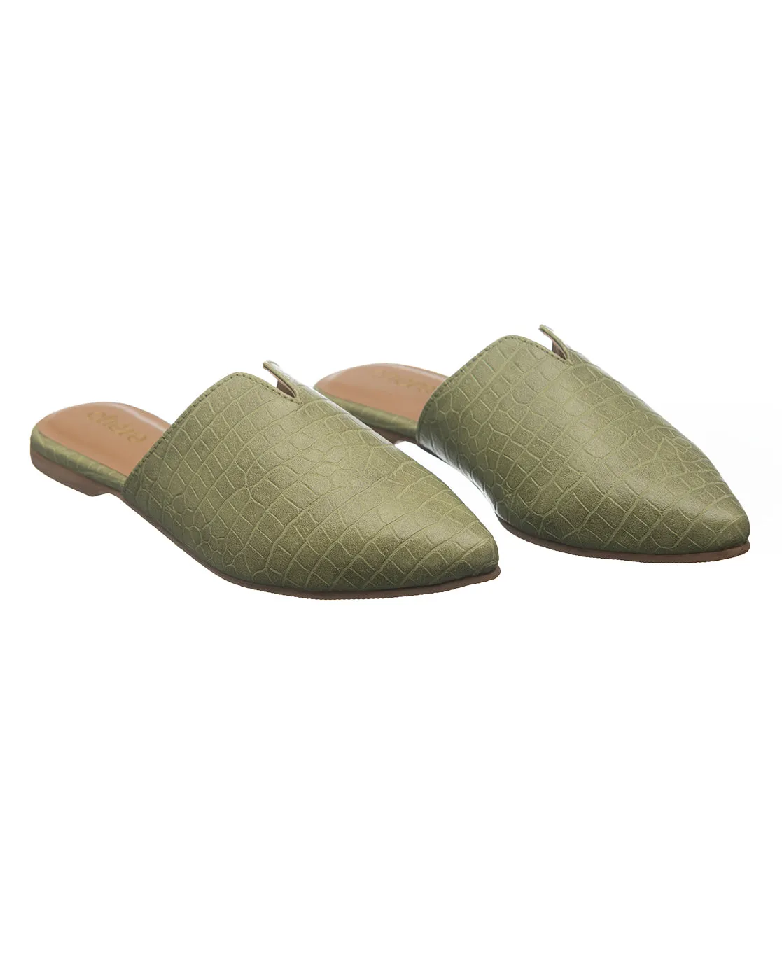 Women's Olive Slide-on Mule Flats