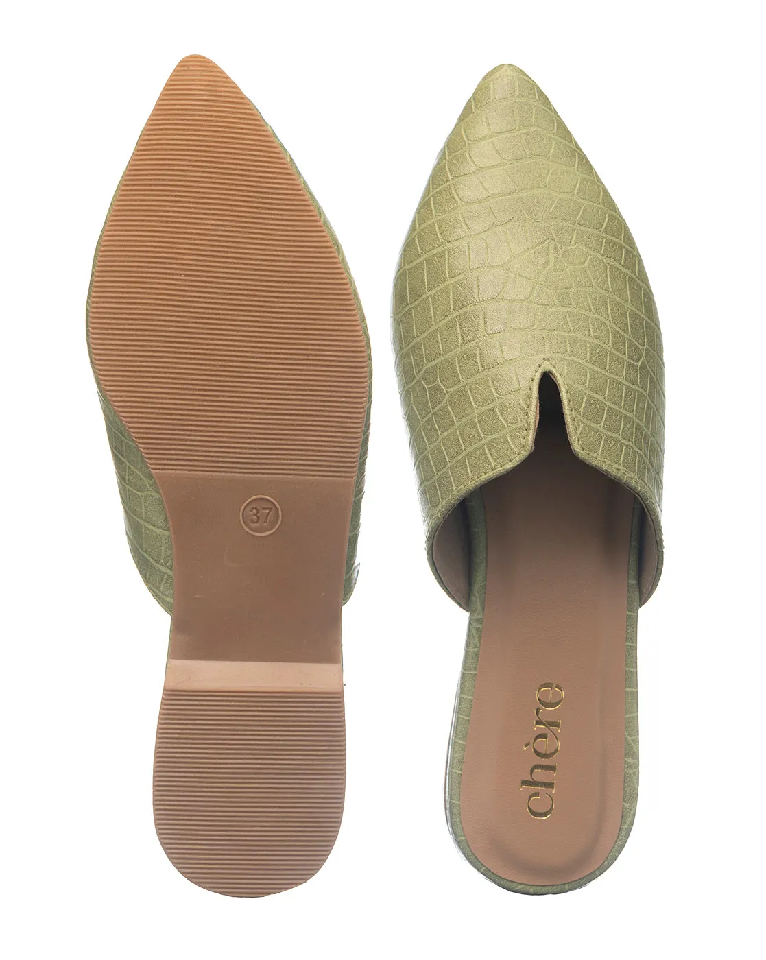 Women's Olive Slide-on Mule Flats