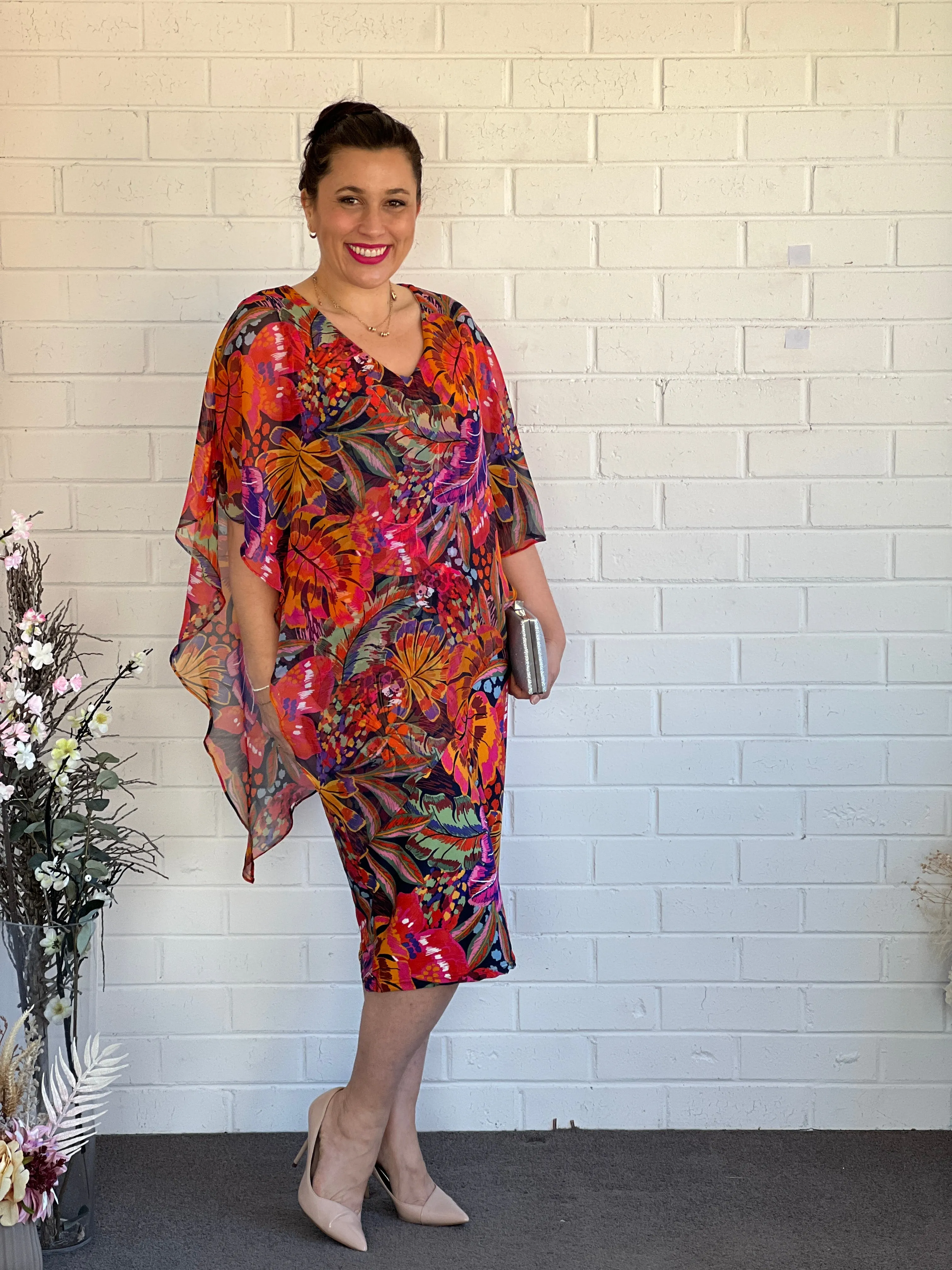 Wren Fire Floral Event Dress