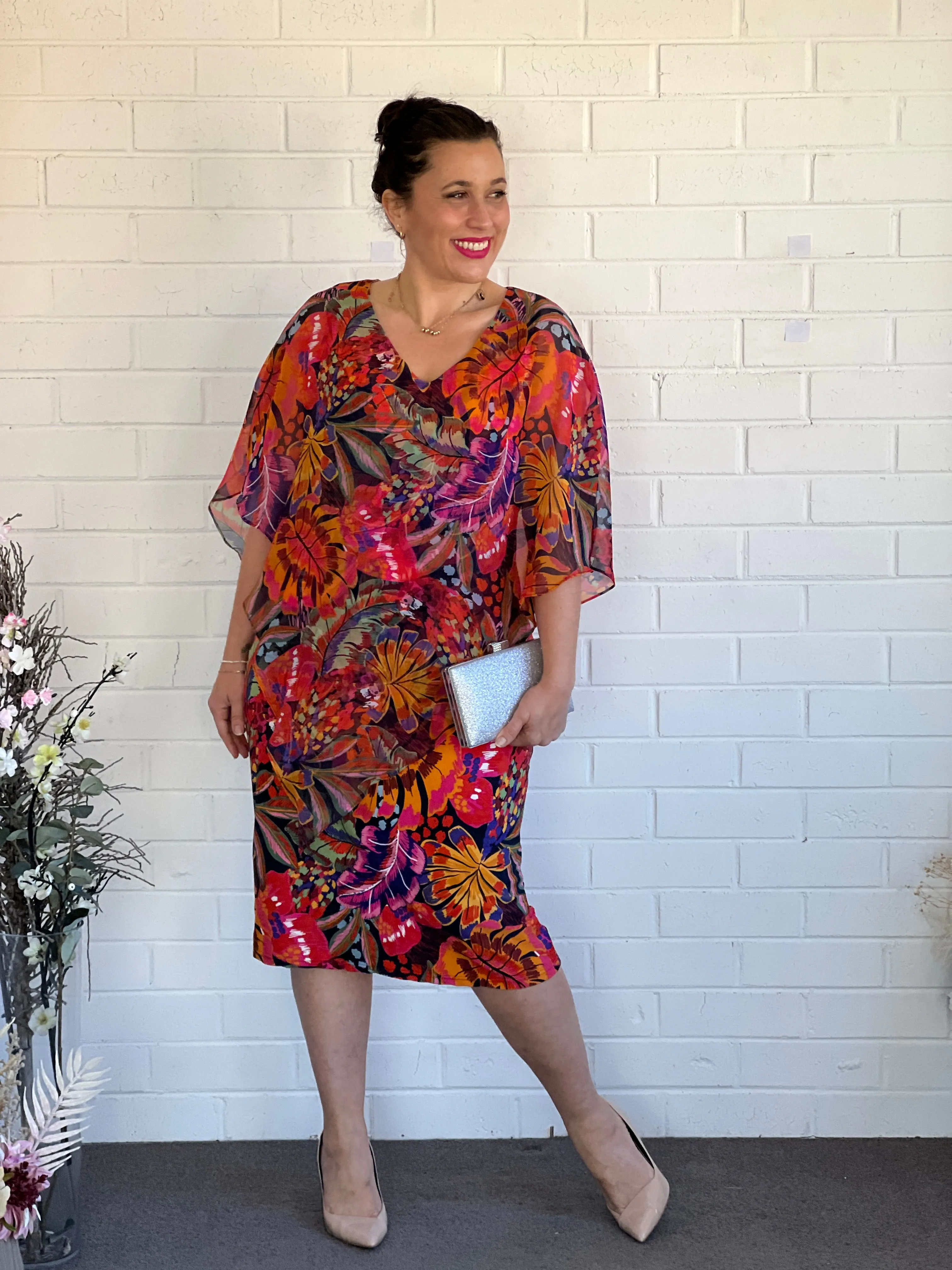 Wren Fire Floral Event Dress