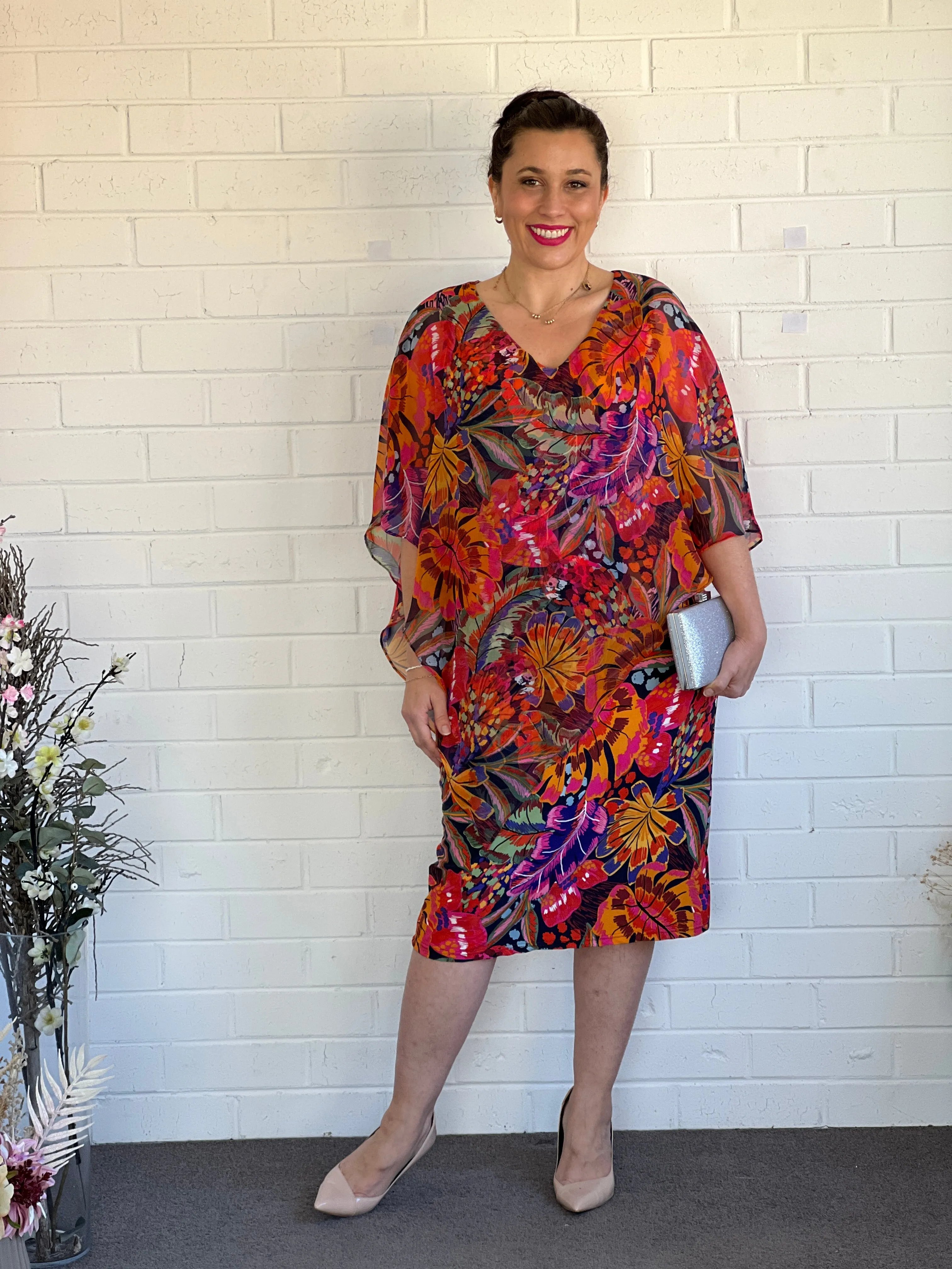 Wren Fire Floral Event Dress