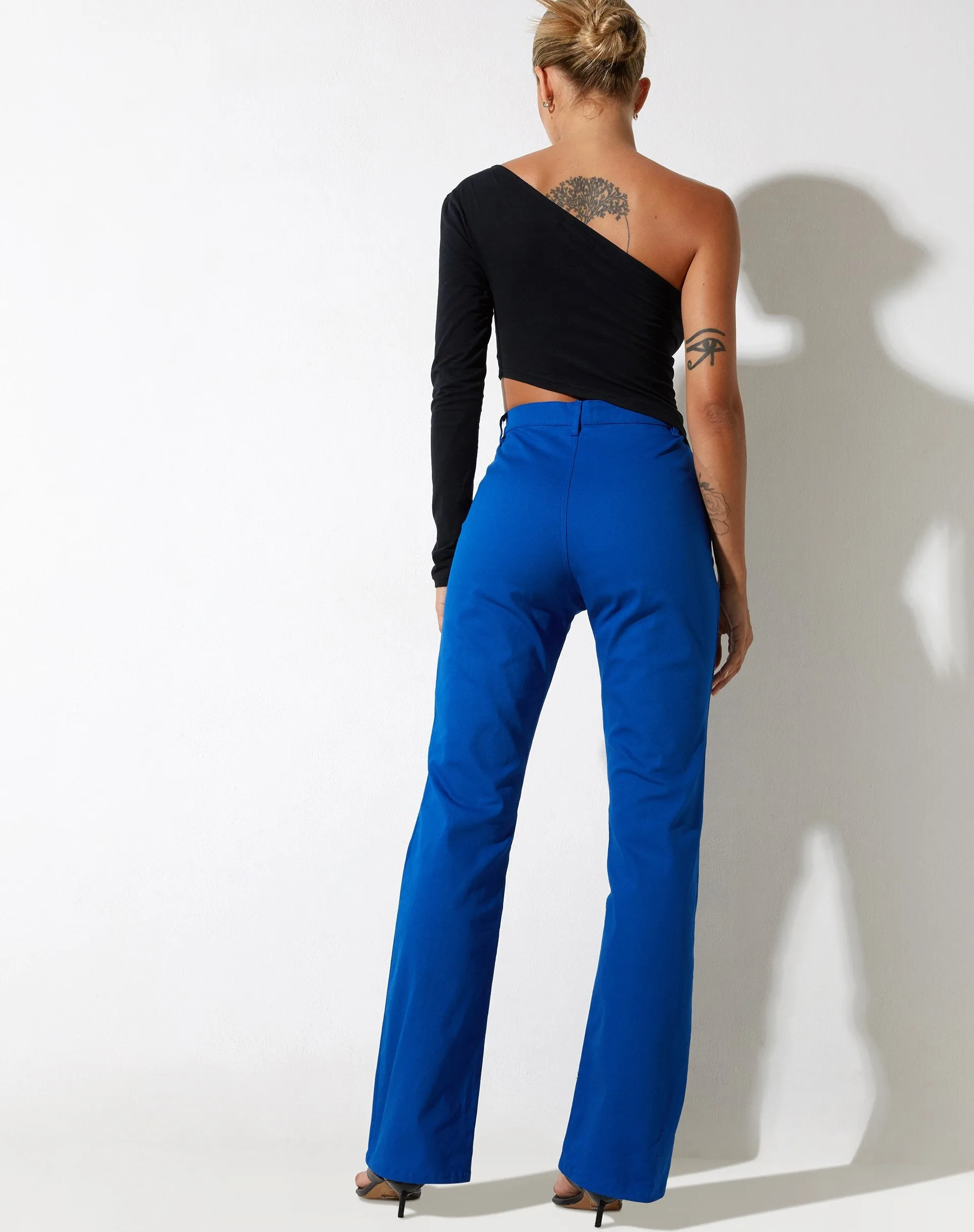 Zoven Flare Trouser in Twill Cobalt Blue